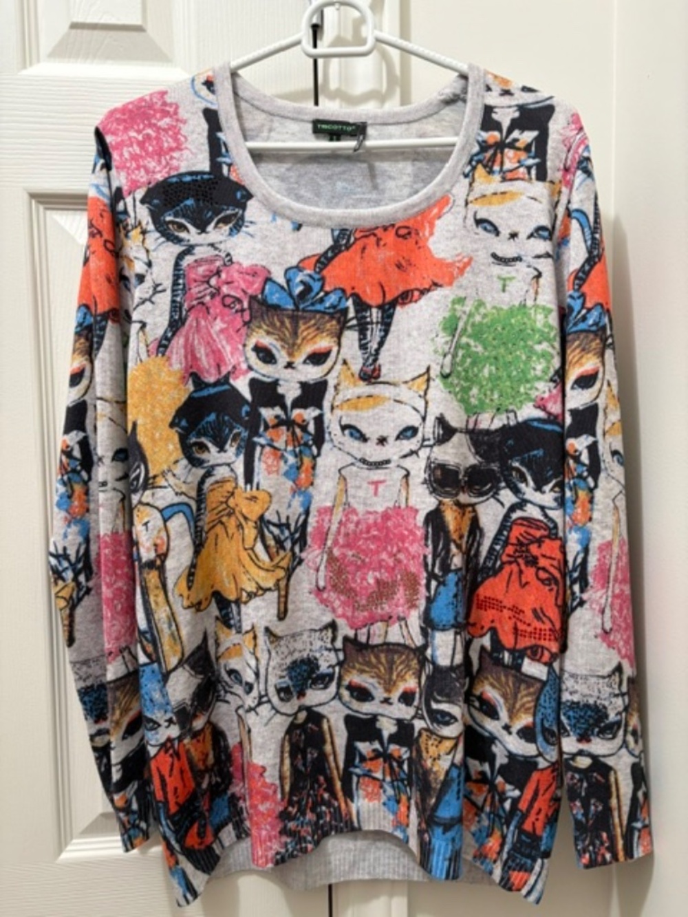 TRICOTTO Women's sz S long sweater grey multicolour with crystals